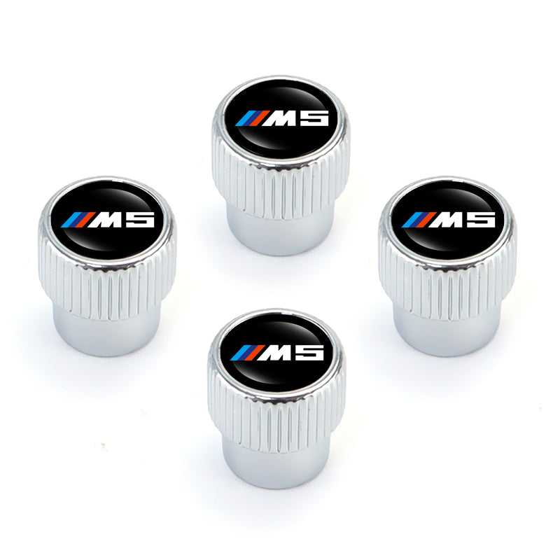 BMW M5 Silver Chrome Tire Valve Caps Extra Spare Cap Total 5 Caps