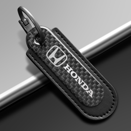 Honda keychain Real Carbon Fiber With Black Leather