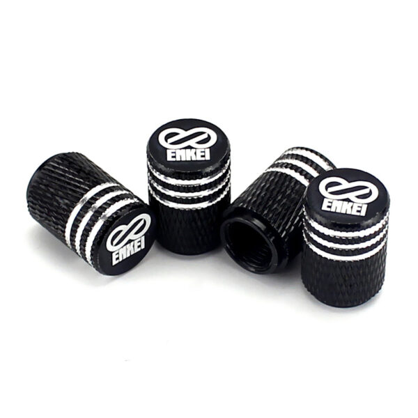 Enkei Black Laser Engraved Tire Valve Caps -