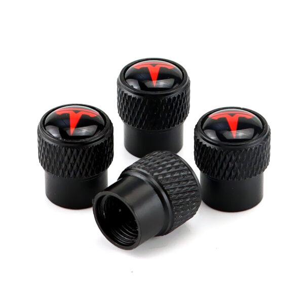 Tesla Tire Valve Caps - Tesla Red Logo Tire Valve Stem Caps