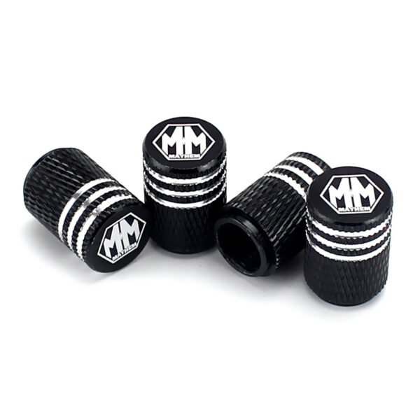 Mayhem Black Laser Engraved Tire Valve Stem Caps