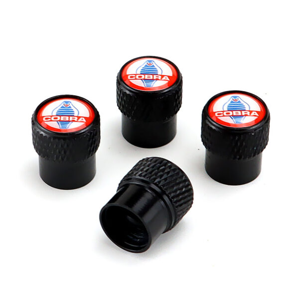 Tire Valve Caps - Ford Cobra Black Aluminum Alloy Tire Valve Caps