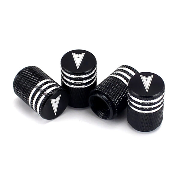 Tire Cap - Pontiac Black Laser Engraved Tire Valve Caps