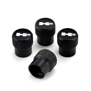 Tire Valve Stem Caps - Hummer H2 Black Laser Engraved Tire Valve Stem Caps