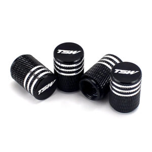 TSW Black Laser Engraved Tire Valve Caps - 5 Caps