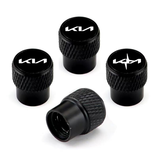 KIA valve stem caps - KIA Black Laser Engraved Tire Valve Stem Caps