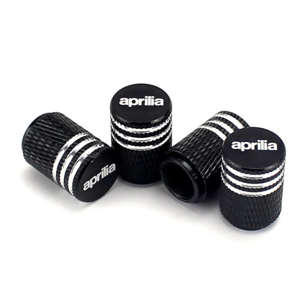 Aprilia Black Laser Engraved Tire Valve Caps