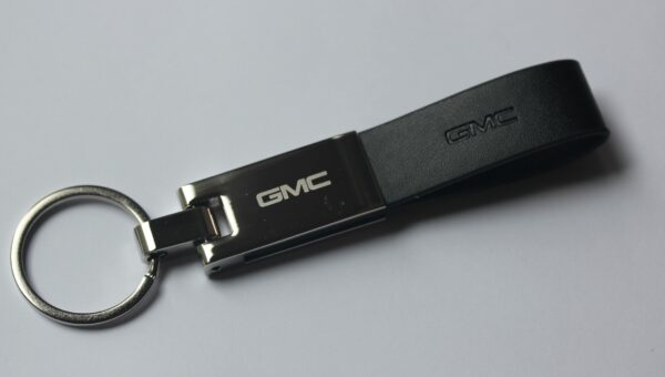 GMC Leather Chrome Metal Keychain.