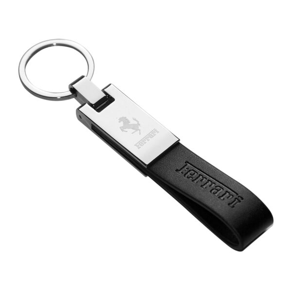 Ferrari keychain Leather Chrome Metal Keychain