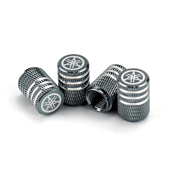 Yamaha Grey Laser Engraved Tire Valve Caps - 5 Caps