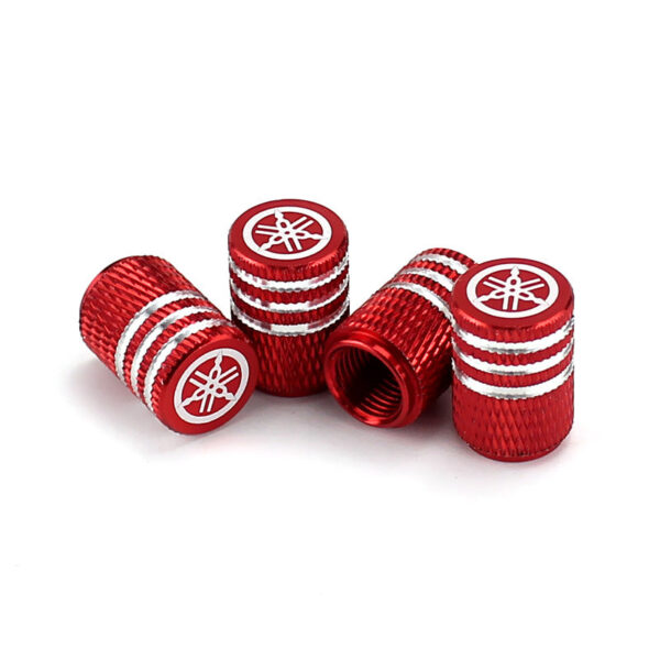 Red Valve Stem Caps - Yamaha Red Laser Engraved Tire Valve Caps