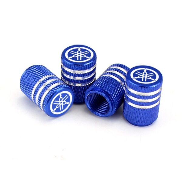 Blue Valve Stem Caps - Yamaha Blue Laser Engraved Tire Valve Caps