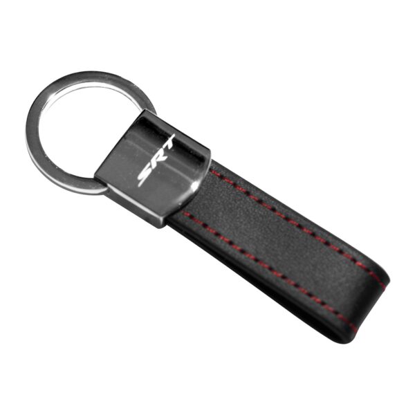 Dodge keychain SRT Black Leather Red Stitches Metal Keychain