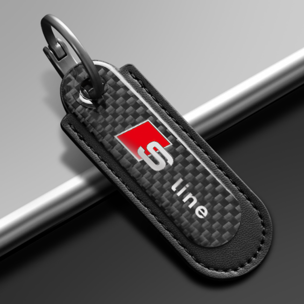 AMG keychain S Line Real Carbon Fiber With Black Leather