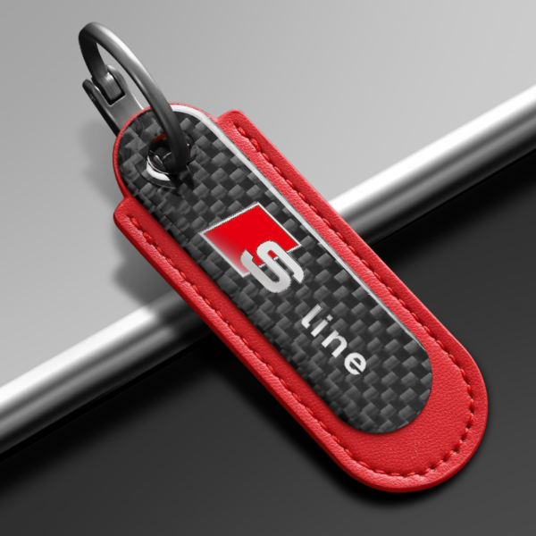 key for Audi S Line Real Carbon Fiber With Red Leather