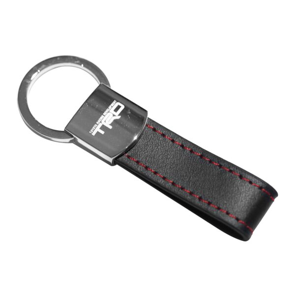 TRD keychain Black Leather Red Stitches Metal Keychain