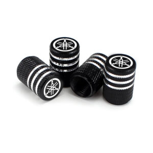 Tire Valve Caps - Yamaha Black Laser Engraved Tire Valve Caps