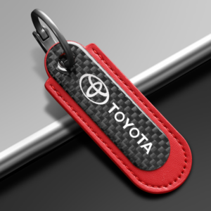 Toyota Real Carbon Fiber With Red Leather Keychain - Buy Now