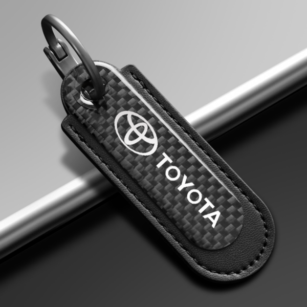 Toyota keychains Real Carbon Fiber With Black Leather Keychain