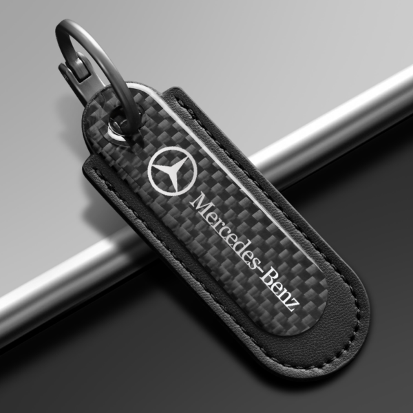 Mercedes keychain Real Carbon Fiber With Black Leather