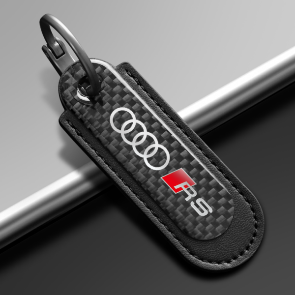 Keychain Audi RS Real Carbon Fiber With Black Leather