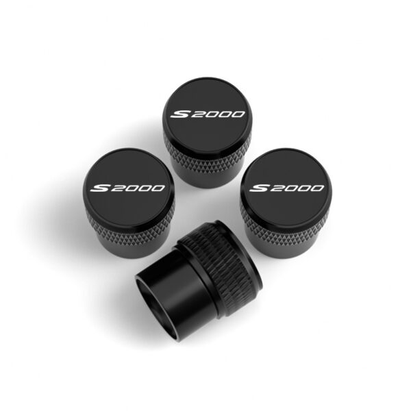 Tire Valve Stem Caps For Honda S2000 Black Laser Engraved