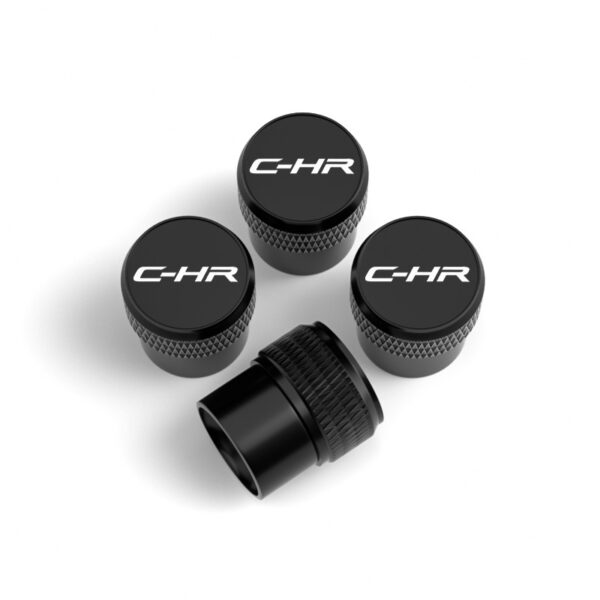 Tire Valve Caps For Toyota C-HR Black Laser Engraved