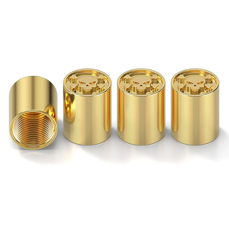 skull gold tire valve caps