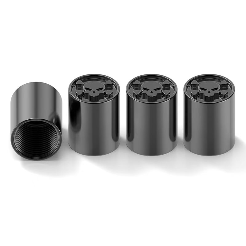 skull black tire valve caps